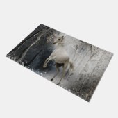 White Winter Horse in Mountain Forest Deurmat (Schuin)