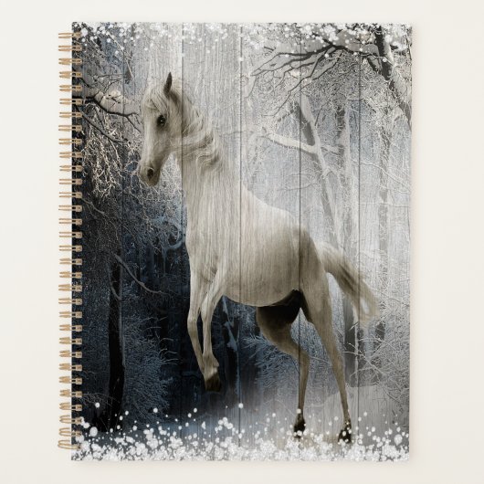 White Winter Horse in Mountain Forest Planner (Voorkant)