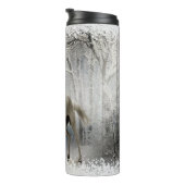 White Winter Horse in Mountain Forest Thermosbeker (Geroteerd rechts)