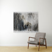White Winter Horse in Mountain Forest Wandkleed (In Situ (horizontaal))