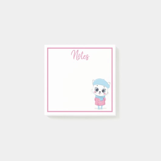 White Winter Kitten Post-it Notes (Voorkant)
