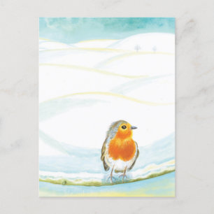White Winter Landscape Illustratie met Robin Briefkaart