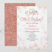 White Winter Onederland First Birthday Invite Kaart (Voorkant / Achterkant)