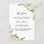 White Winter Peony Floral Wedding Reception Informatiekaartje (Voorkant)