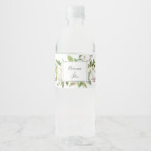 White Winter Peony Floral Wedding Waterfles Etiket (Voorkant)