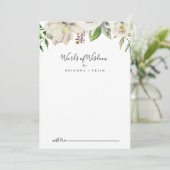 White Winter Peony Floral Wedding Words of Wisdom Advieskaart (Staand voorkant)