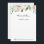 White Winter Peony Floral Wedding Words of Wisdom Advieskaart<br><div class="desc">Deze witte winterpony floral bruiloft woorden van wijsheids-adviezen zijn perfect voor een moderne bruiloft. Het ontwerp is voorzien van prachtige, met de hand getekende witte pinda's die in nette bouquets zijn gebundeld, met bruine knoppen en groene bladeren. Deze kaarten zijn perfect voor een bruiloft, vrijgezellenfeest, baby shower, graduatiedag en nog...</div>