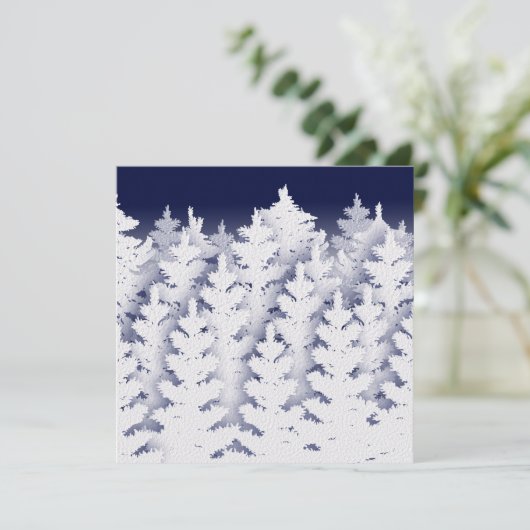 White Winter Pine Trees | U past 5 x 5 aan Bedankkaart (Staand voorkant)