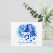 White Winter Reindeer Stag Holiday Briefkaart (Staand voorkant)