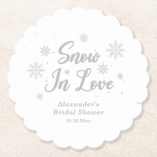 White Winter Snow in Love Vrijgezellenfeest Kartonnen Onderzetters