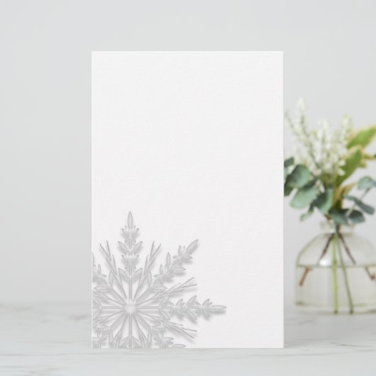 White Winter Snowflake Briefpapier (Staand voorkant)