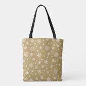 White Winter Snowflake Gold Tote Bag (Achterkant)