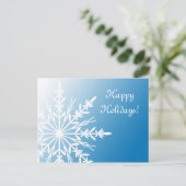 White Winter Snowflake op Blue Prettige feestdagen (Staand voorkant)