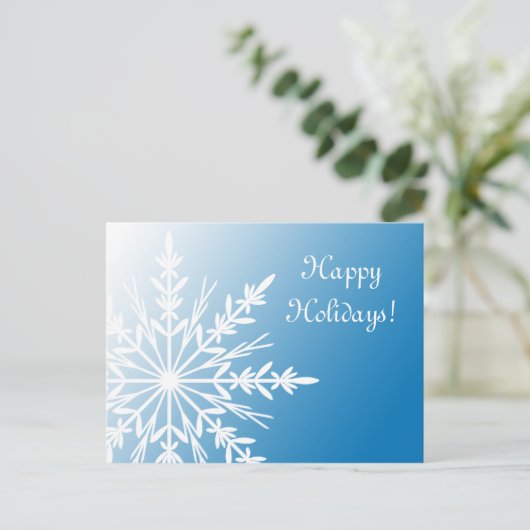 White Winter Snowflake op Blue Prettige feestdagen (Staand voorkant)