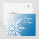 White Winter Snowflake op Blue Prettige feestdagen (Voorkant / Achterkant)