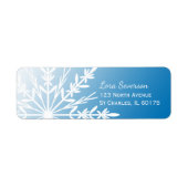 White Winter Snowflake op Blue Return Address Etiket (Voorkant)