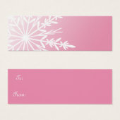White Winter Snowflake op Roze Gift Labels Mini Visitekaartjes (Voorkant /achterkant)