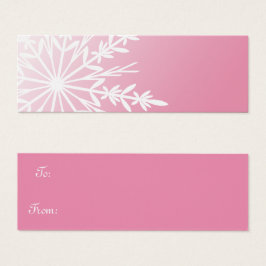 White Winter Snowflake op Roze Gift Labels Mini Visitekaartjes