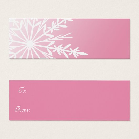White Winter Snowflake op Roze Gift Labels Mini Visitekaartjes (Voorkant /achterkant)