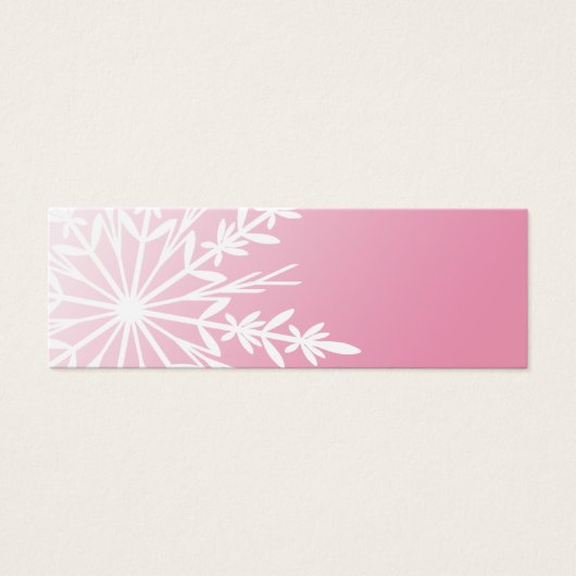 White Winter Snowflake op Roze Gift Labels Mini Visitekaartjes (Voorkant)