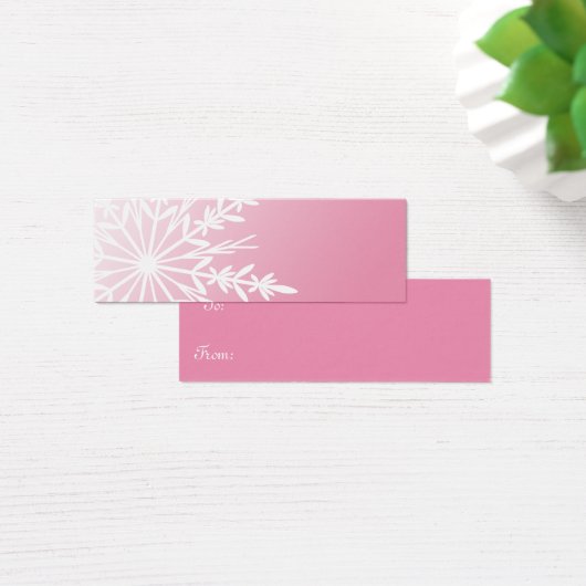 White Winter Snowflake op Roze Gift Labels Mini Visitekaartjes (Bureau)