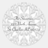 White Winter Snowflake Return Address Ronde Sticker (Voorkant)