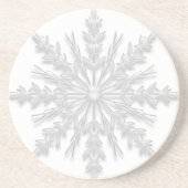 White Winter Snowflake Zandsteen Onderzetter (Voorkant)