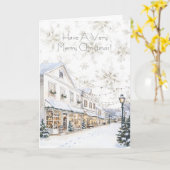 White Winter Snowflakes Christmas Town Kaart (Gele Bloem)
