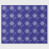 White Winter Snowflakes op Blue Holiday Cadeaupapier (Vlak)