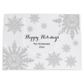 White Winter Snowflakes Prettige feestdagen Groot Cadeauzakje (Voorkant)