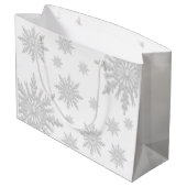 White Winter Snowflakes Prettige feestdagen Groot Cadeauzakje (Achterkant Gekanteld)