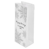 White Winter Snowflakes Prettige feestdagen Wijn Cadeautas (Voorkant Gekanteld)