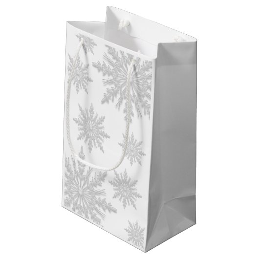 White Winter Snowflakes Weddenschap Bedankt Klein Cadeauzakje (Achterkant Gekanteld)