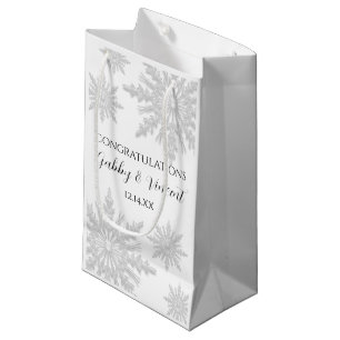 White Winter Snowflakes Wedding Gefeliciteerd Klein Cadeauzakje