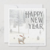 White Winter Square Photo Snowy Woodland Rabbit Feestdagenkaart (Achterkant)