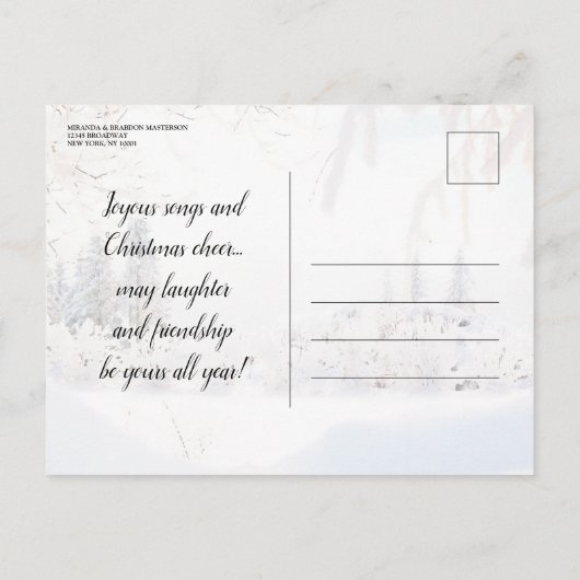 White Winter Wonderland Kerstfeest Uitnodiging Briefkaart (Achterkant)