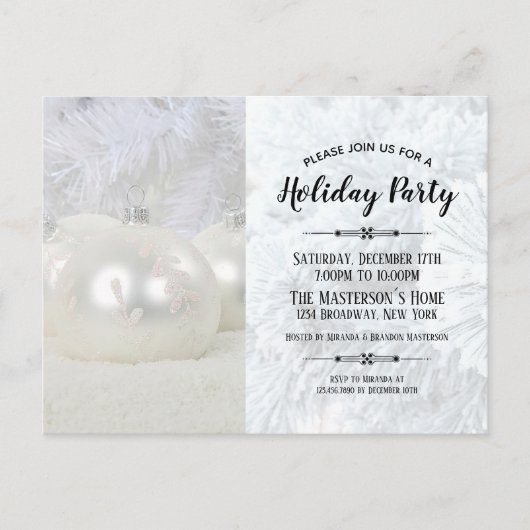 White Winter Wonderland Kerstfeest Uitnodiging Briefkaart (Voorkant)