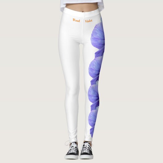 White Wisconsin State Flower Wood Violet Leggings (Voorkant)