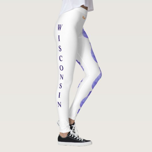 White Wisconsin State Flower Wood Violet Leggings (Rechts)