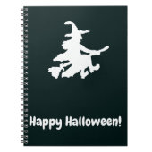 White Witch on Black - Happy Halloween  Notitieboek (Voorkant)