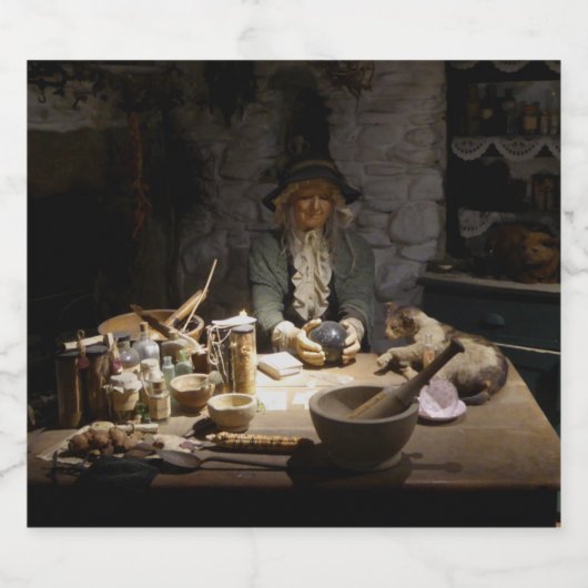White Witch's Kitchen Museum, Witchcraft & MAGICK Likeurfles Etiket (Enkel label)