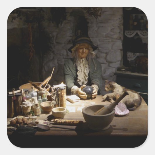 White Witch's Kitchen Museum, Witchcraft & MAGICK Vierkante Sticker (Voorkant)