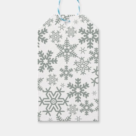WHITE WITH BLUE WINTER SNOWFLAKES CADEAULABEL (Voorkant)
