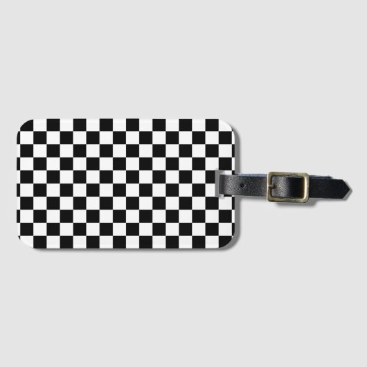 White with Classic Black Square Pattern Style Bagagelabel (Voorkant (horizontaal))