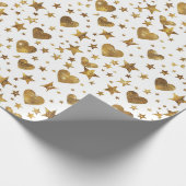 White With Gold Sparkle Hearts Cadeaupapier (Hoek)