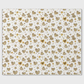 White With Gold Sparkle Hearts Cadeaupapier (Vlak)