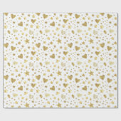 White With Gold Sparkle Hearts Cadeaupapier (Vlak)