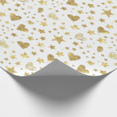 White With Gold Sparkle Hearts Cadeaupapier (Hoek)