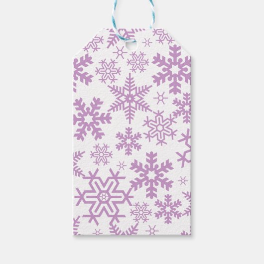 WHITE WITH PURPLE WINTER SNOWFLAKES CADEAULABEL (Voorkant)