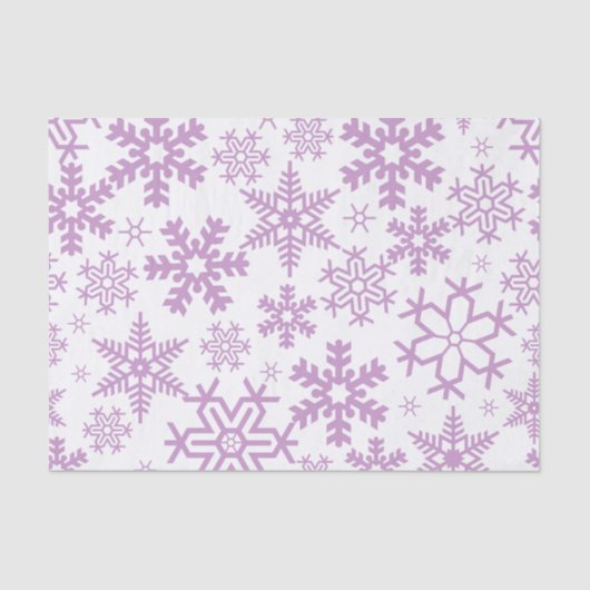WHITE WITH PURPLE WINTER SNOWFLAKES TISSUEPAPIER (Voorkant)